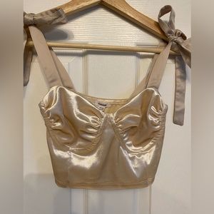 Garage Velour Corset Bow Crop Top Size XS